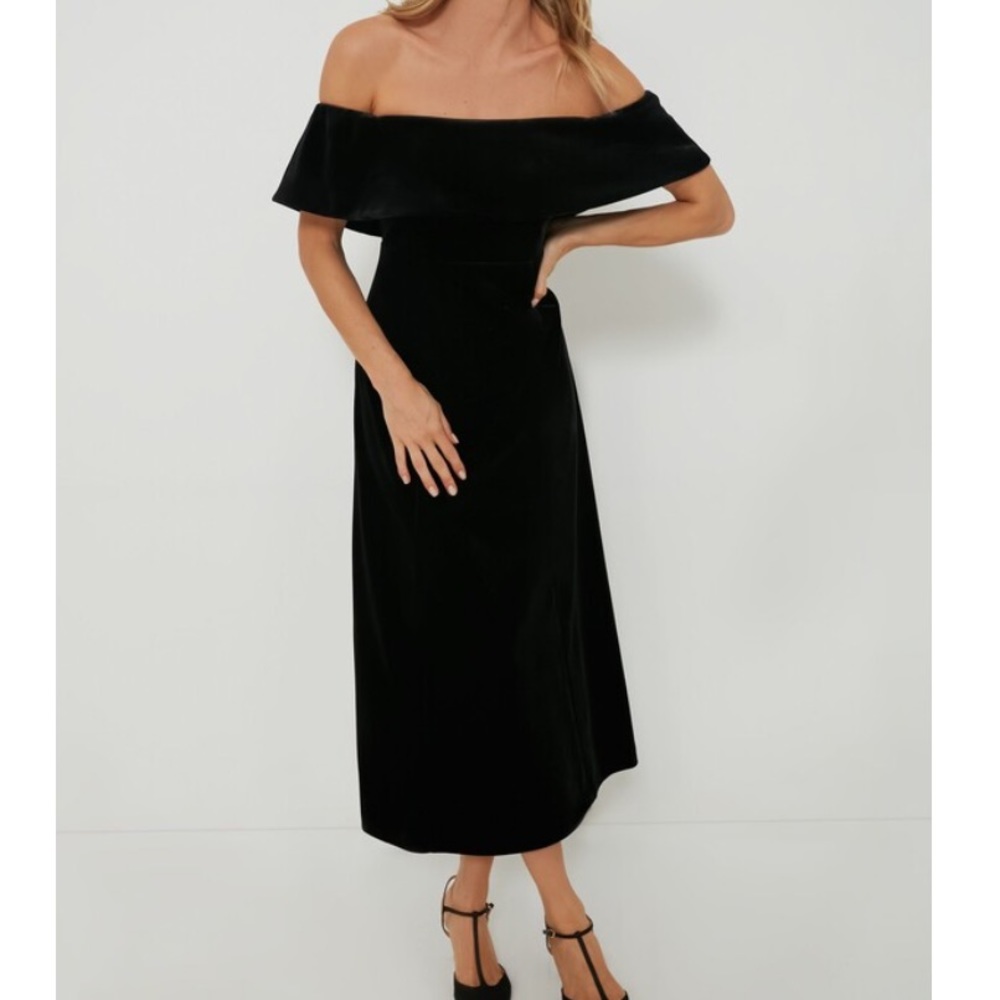 Pomander Place Black Velvet Off The Shoulder Elise Dress